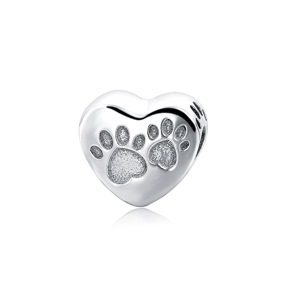 PANDACHARMS Hundepfötchen Herz Silber Charm, SKU C02022