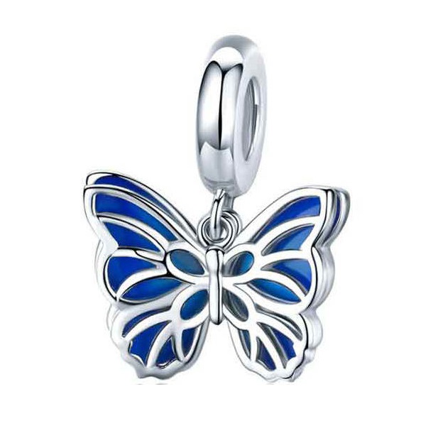 PANDACHARMS Schmetterling mit blauen Flügeln Charm Anhänger, SKU C01078