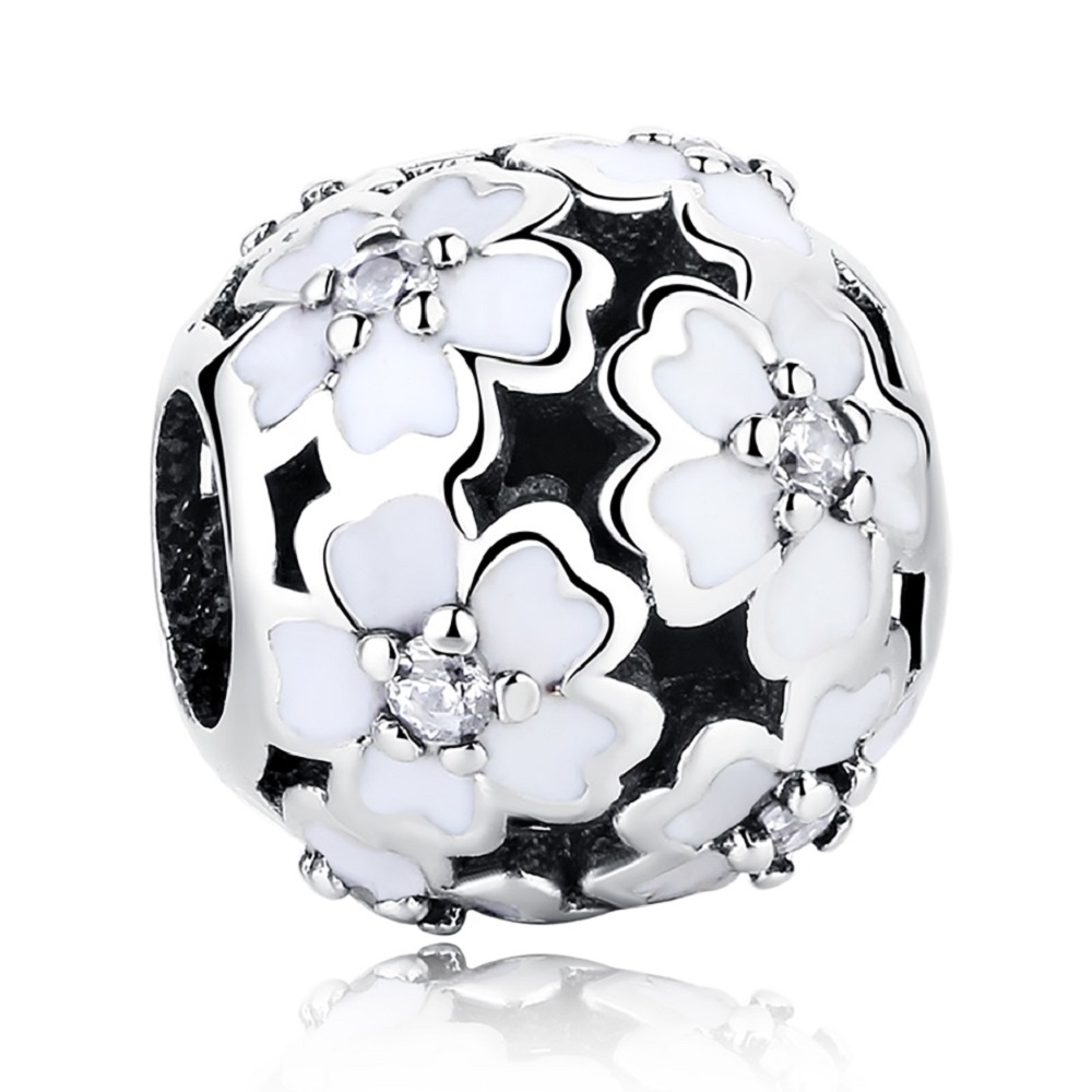 PANDACHARMS Weißer Blumenball Charm, SKU C01017