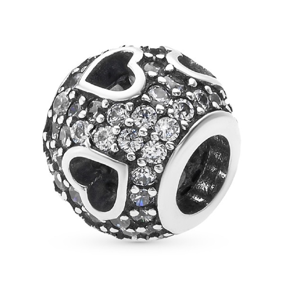 PANDACHARMS Durchbrochene Herzen Pavé Charm, SKU C02029