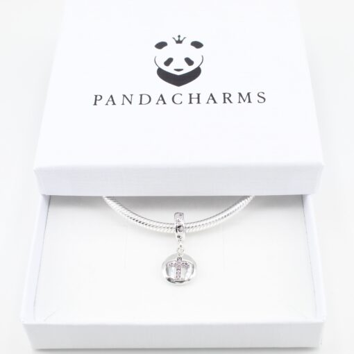 Lateinisches Kreuz mit Rosa Steinen Charm Anhänger