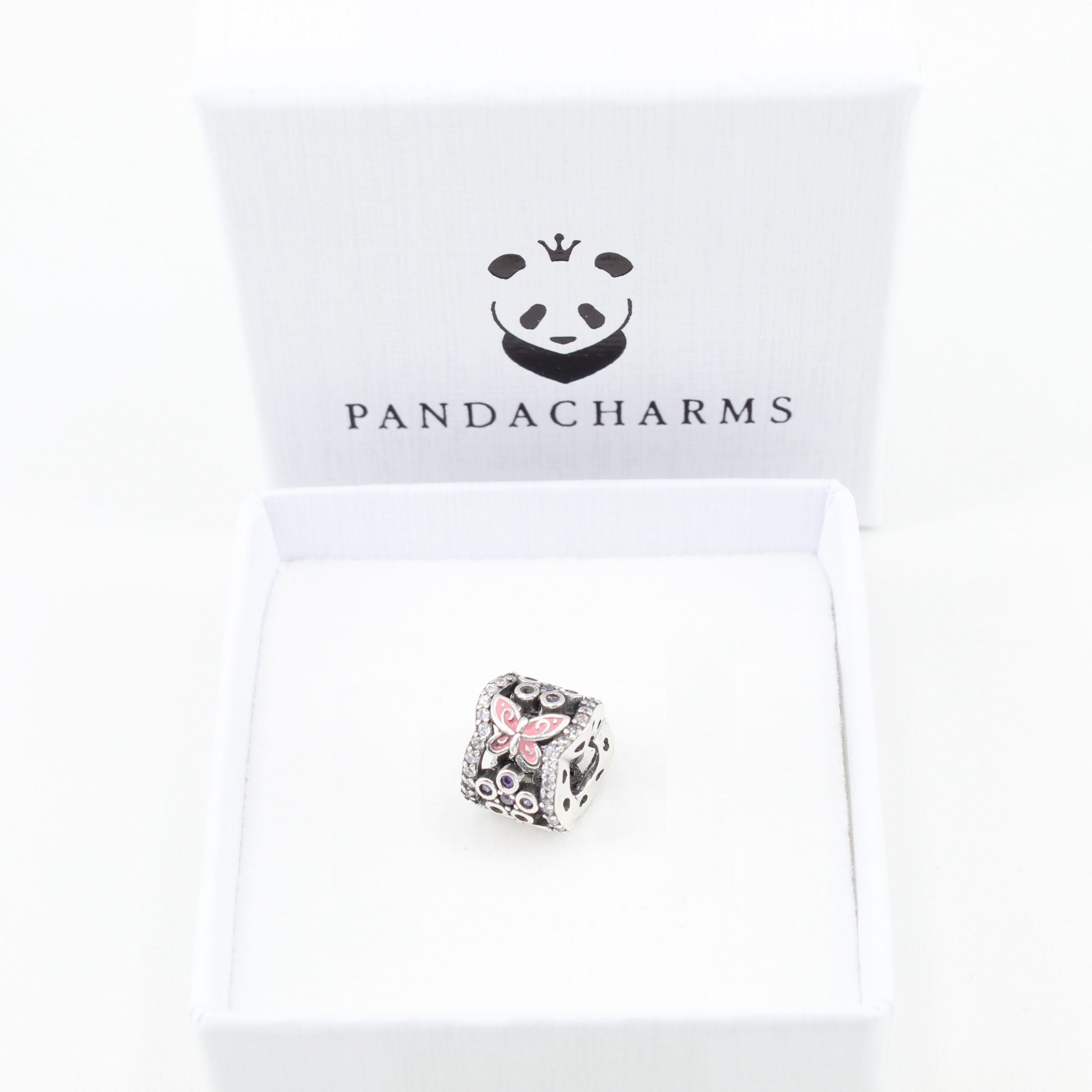 Alternative view of Rosa Schmetterlinge und Lila Blumen Charm
