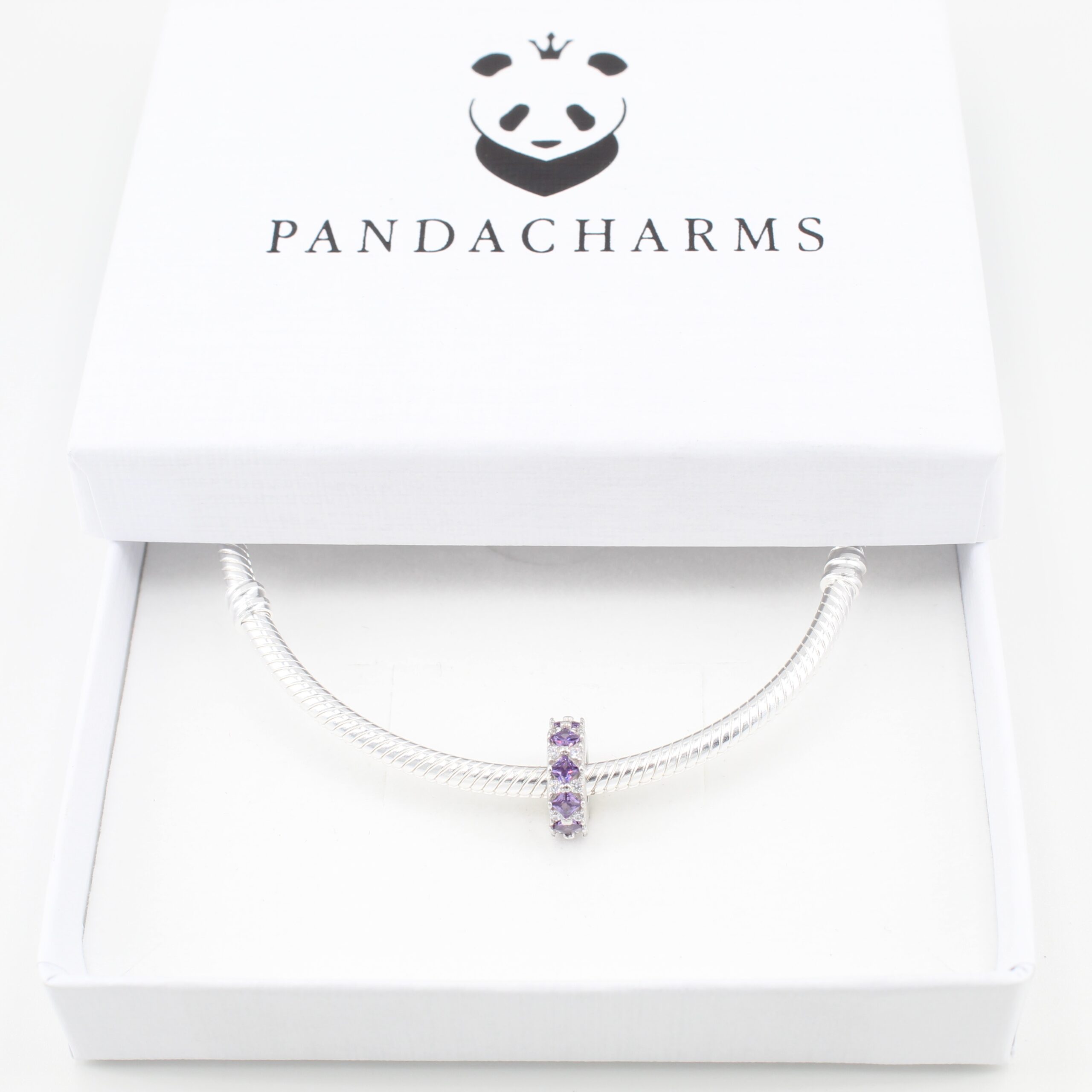 Lila Steine Zwischenelement Stopper Charm 3 Lila Steine Zwischenelement Stopper Charm