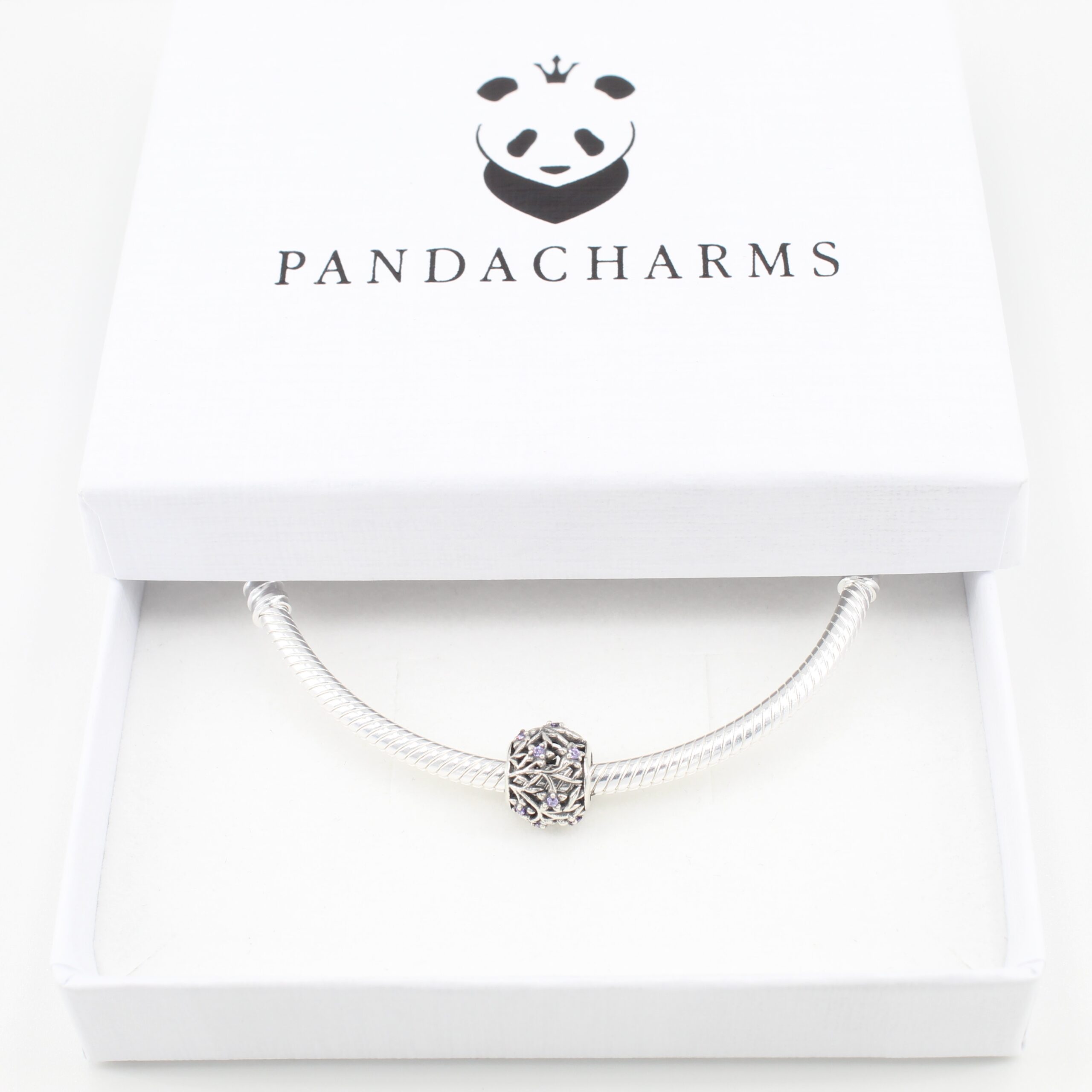 Kleine Lila Blüten auf Silbernen Zweigen Charm 3 Kleine Lila Blüten auf Silbernen Zweigen Charm