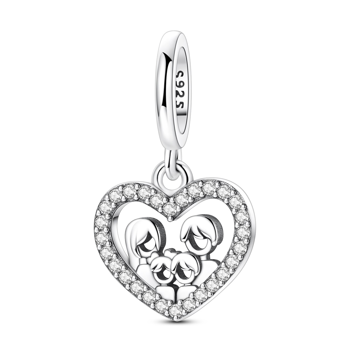 PANDACHARMS Familienglück Herz Charm Anhänger, SKU C04040