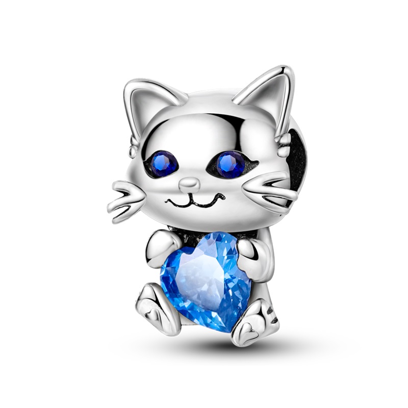 PANDACHARMS Katze mit Blauem Herz Charm, SKU C04071