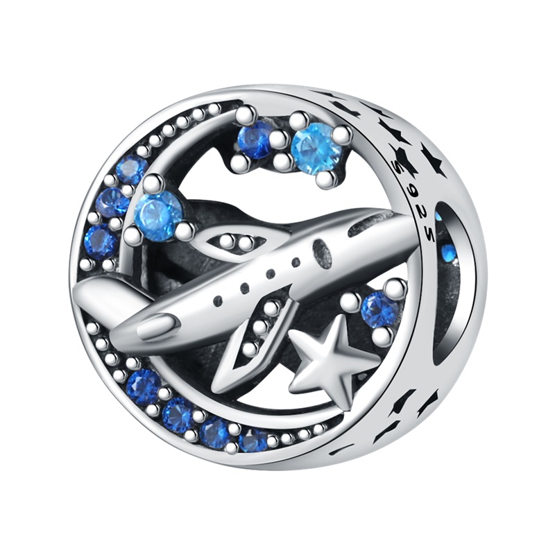 PANDACHARMS Flugzeug im Blauen Sternenhimmel Charm, SKU C04073