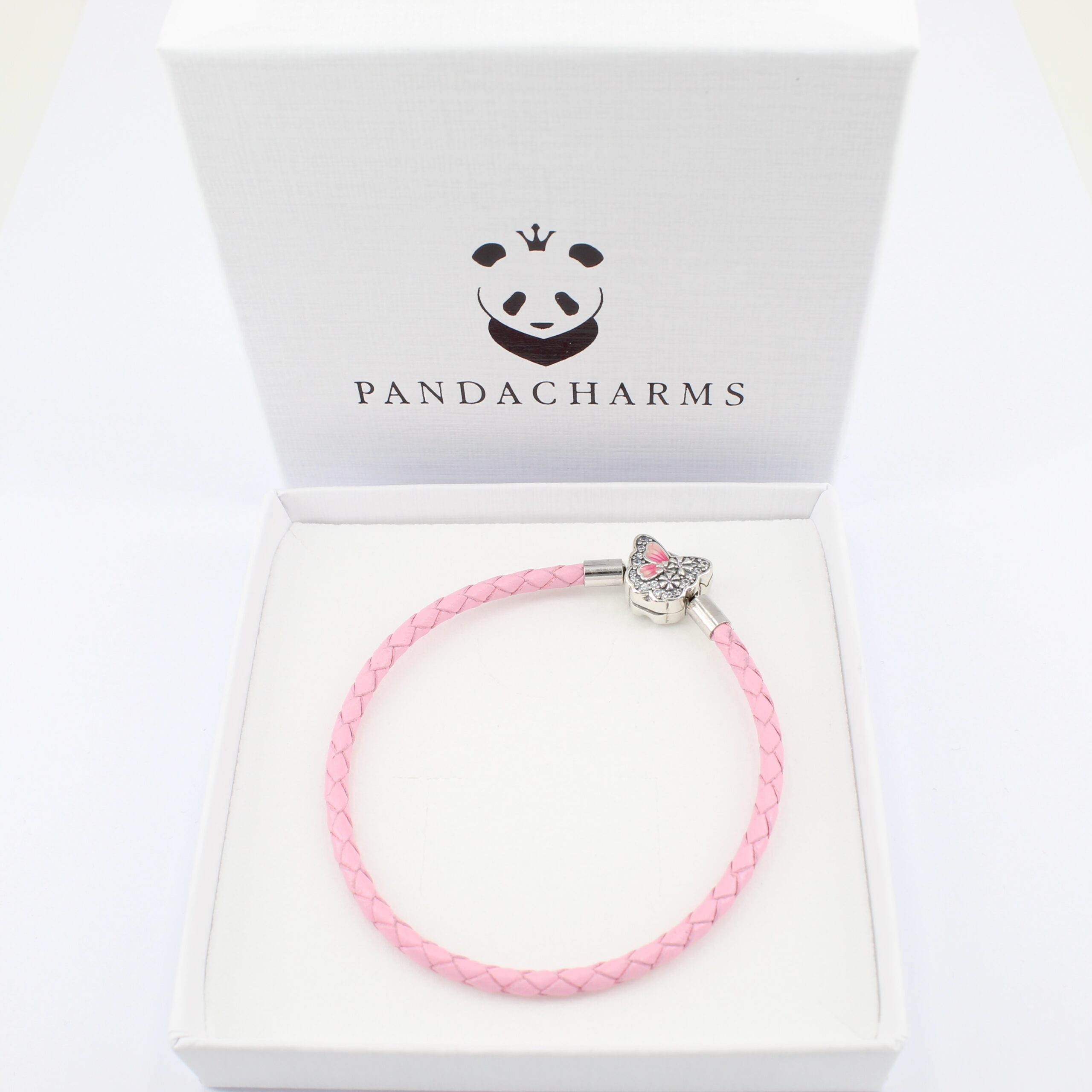 Alternative view of Rosa Leder Charm Armband Schmetterling