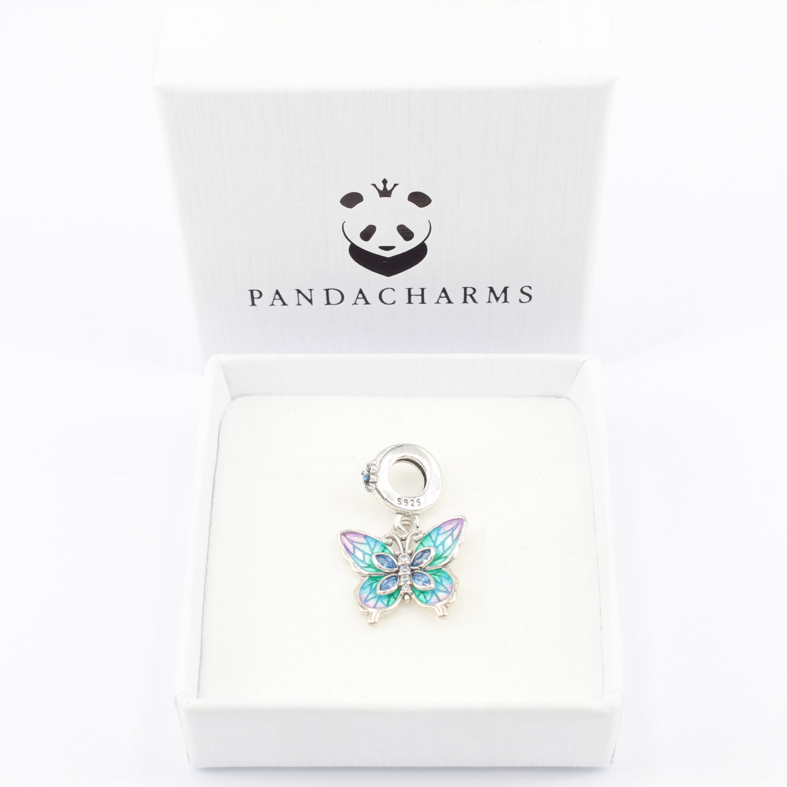 Alternative view of Türkiser Schmetterling mit Steinen Charm Anhänger