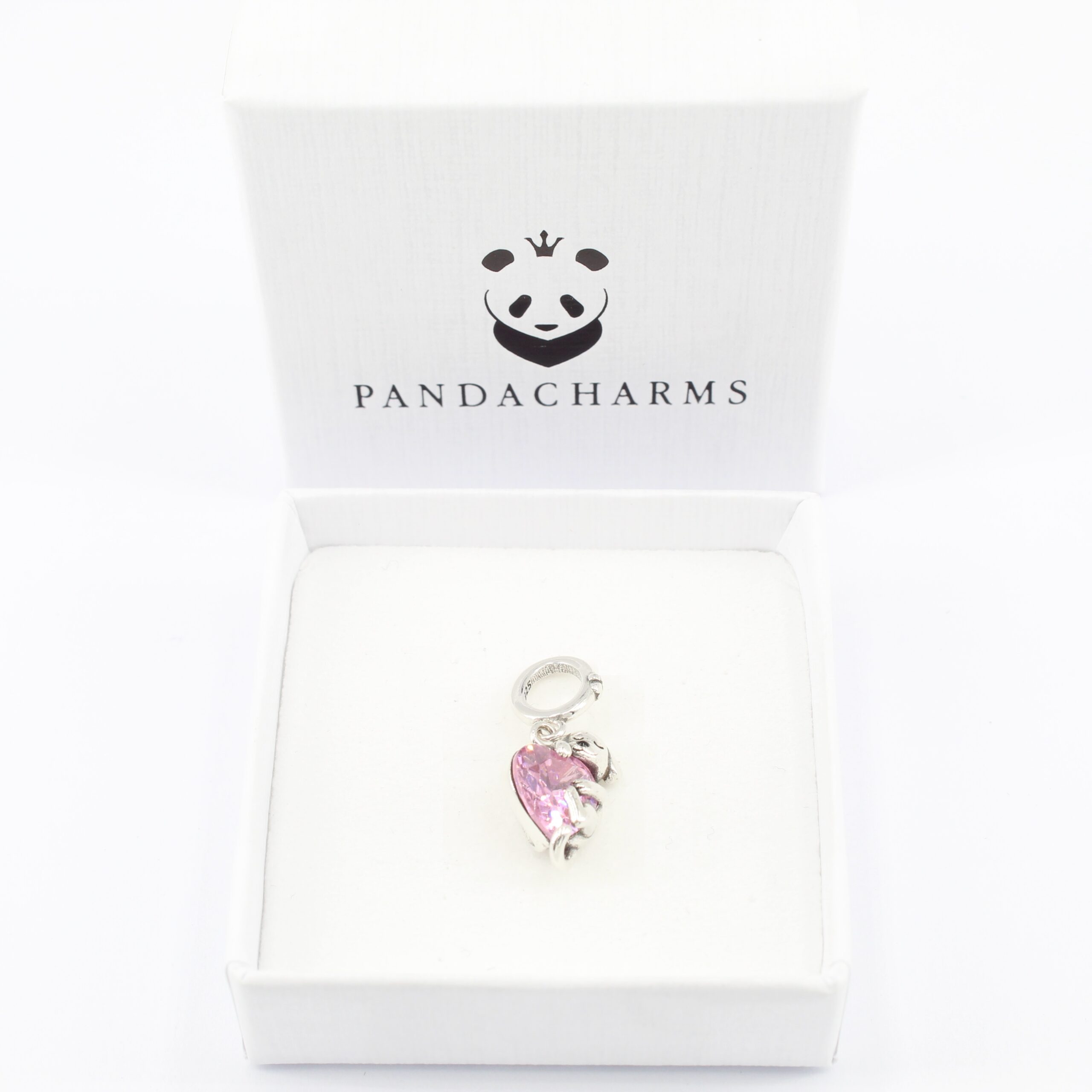Alternative view of Hund mit Großem Rosa Herz Charm Anhänger