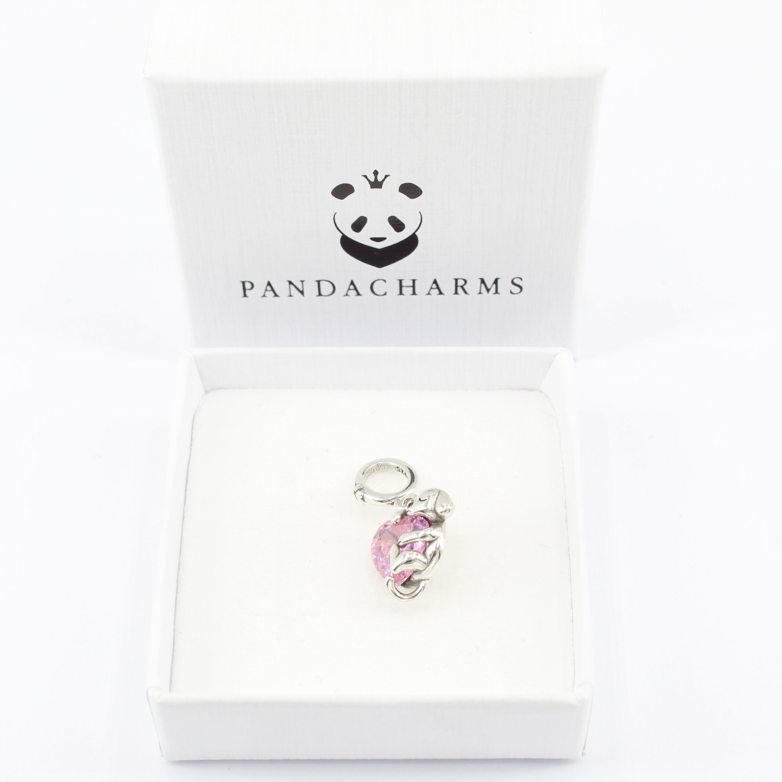 Hund mit Großem Rosa Herz Charm Anhänger 3 Hund mit Großem Rosa Herz Charm Anhänger